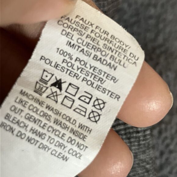 Lucky Brand Sweatshirt Womens Large Gray Shearless Fleece Faux Fur Cozy Pullover - Picture 7 of 8